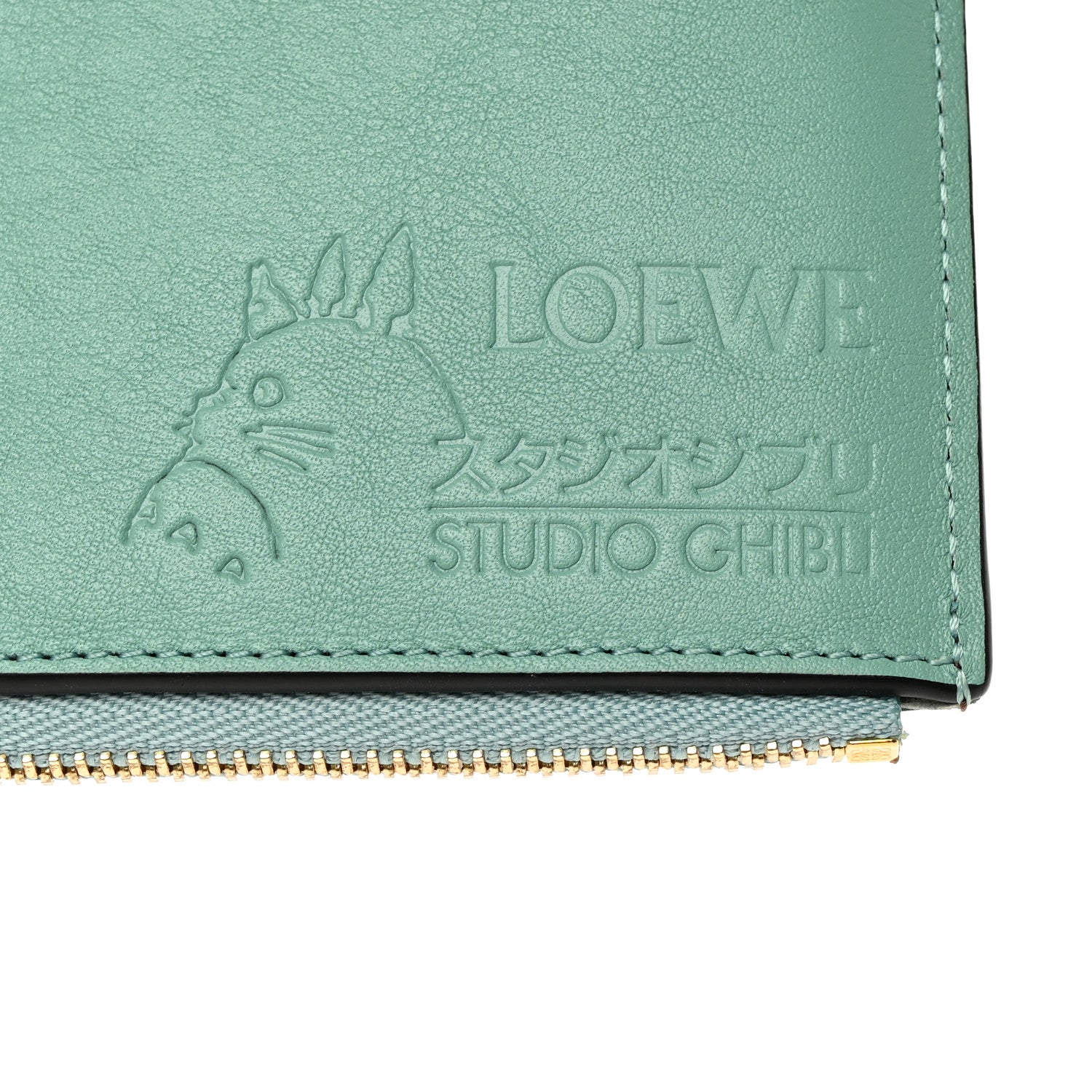 Loewe X SPIRITED AWAY Calfskin Susuwatari Small Vertical Wallet Havane Fresh Mint 6 of 9