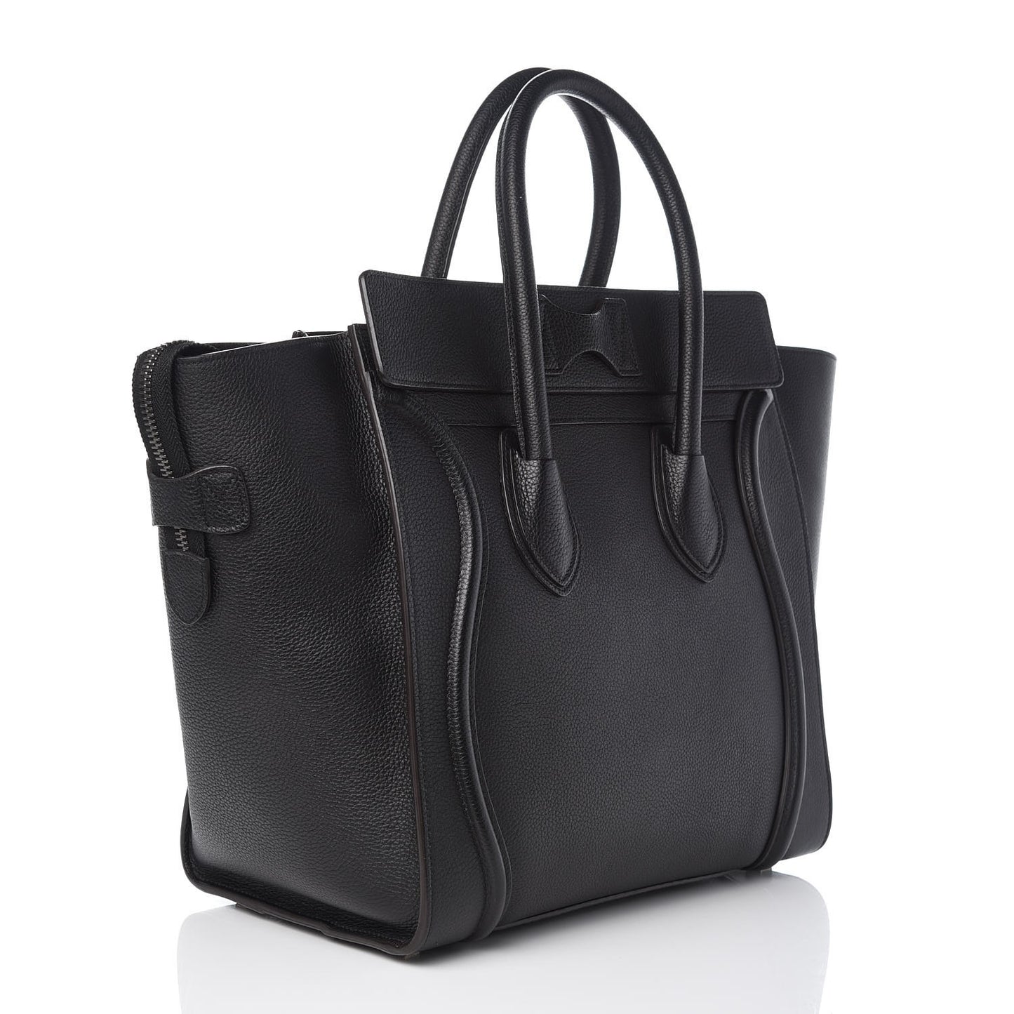 Drummed Calfskin Mini Luggage Black