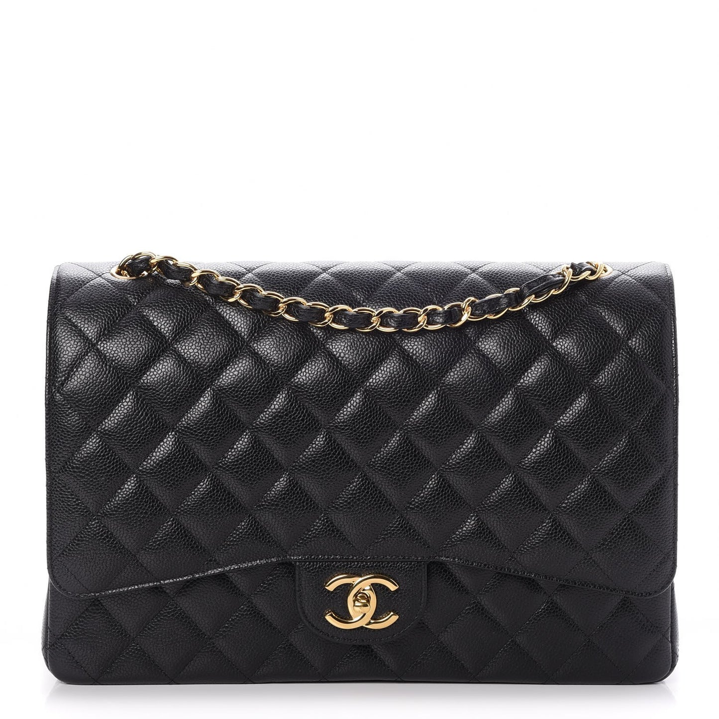 Caviar Quilted Maxi Double Flap Black