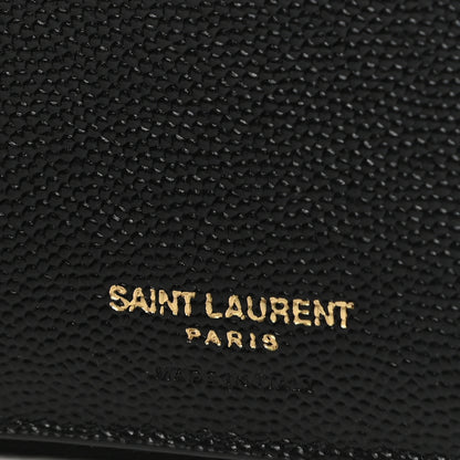 Saint Laurent Grain De Poudre Matelasse Chevron Monogram Compact Zip Around Wallet Black 8 of 10