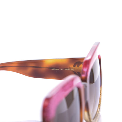 Gucci Acetate Square Frame Sunglasses GG0083S Glitter Pink Multi 5 of 7