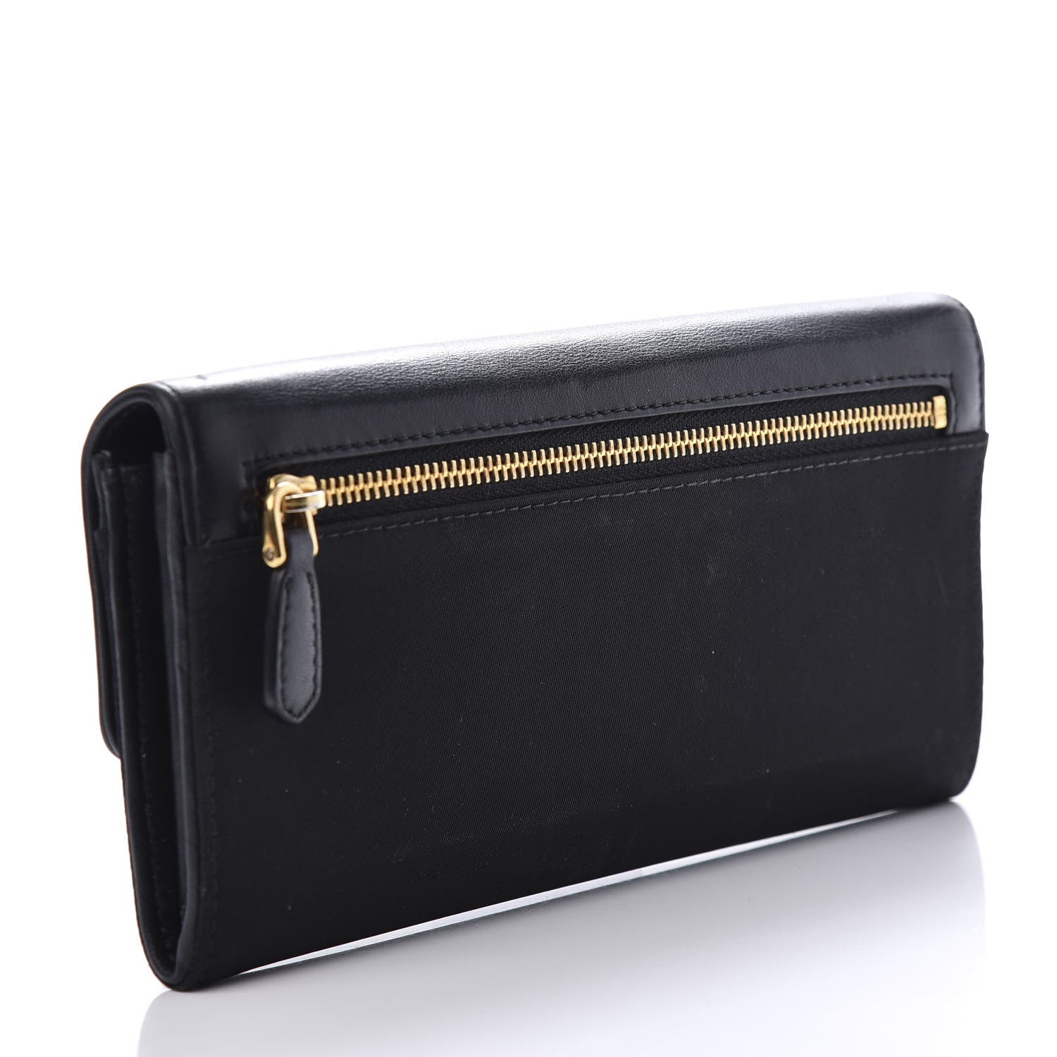 Prada Tessuto Nylon Soft Calf Continental Flap Wallet Black 5 of 8