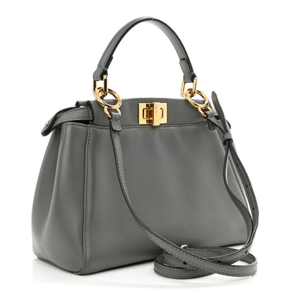 Fendi Nappa Mini Peekaboo Iconic Satchel Fumo 2 of 11