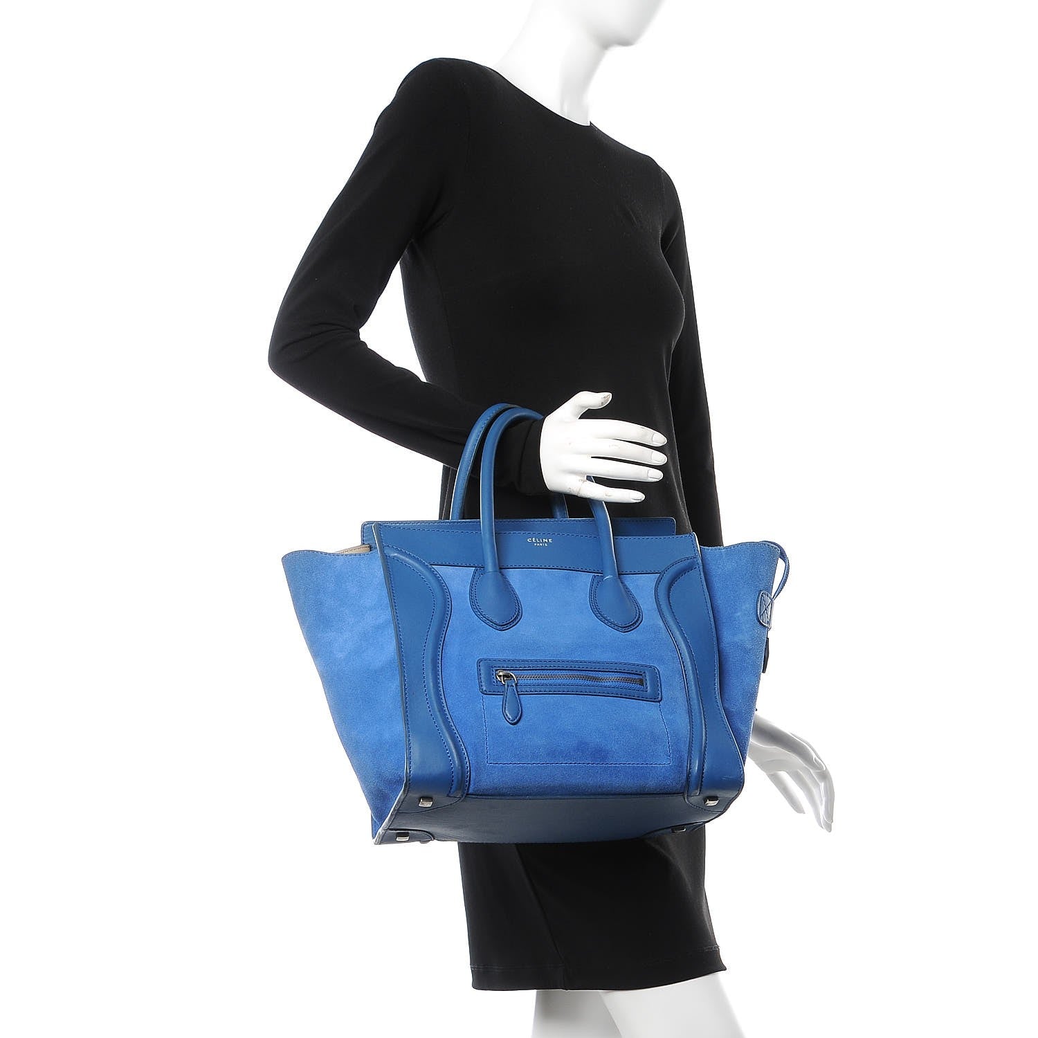 Celine Smooth Calfskin Suede Mini Luggage Royal Blue 2 of 19