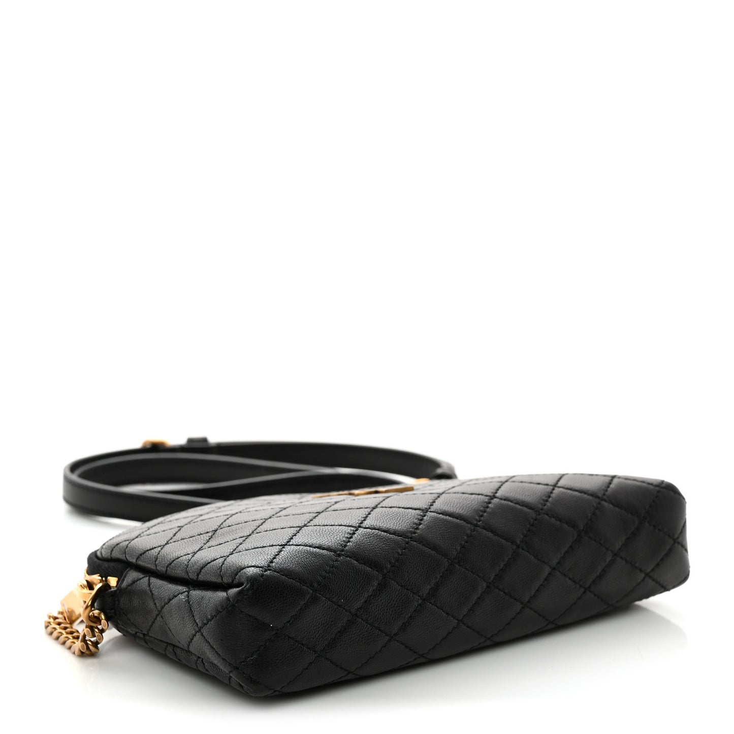 Lambskin Quilted Gaby Zipped Pouch Black