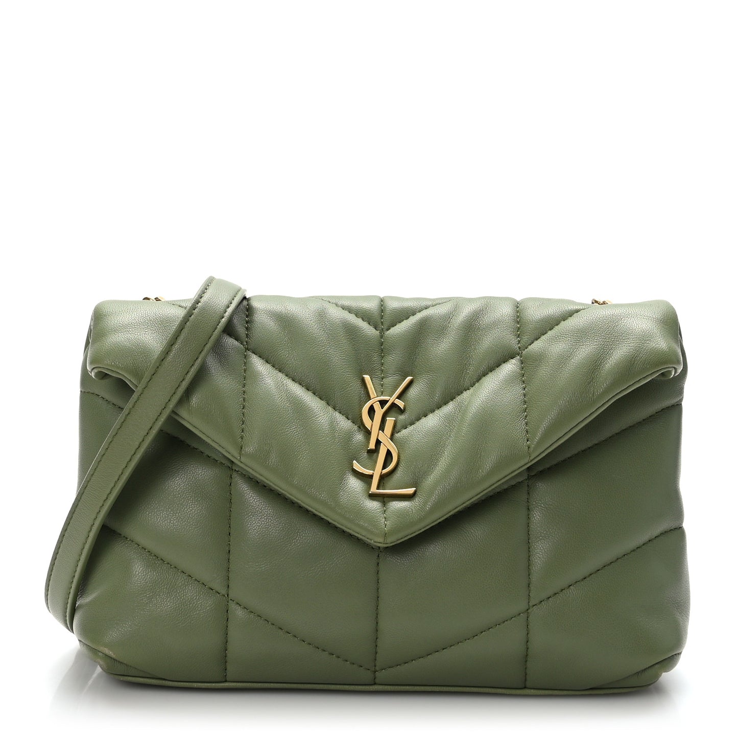 Lambskin Quilted Toy Loulou Puffer Monogram Chain Satchel Light Pistache