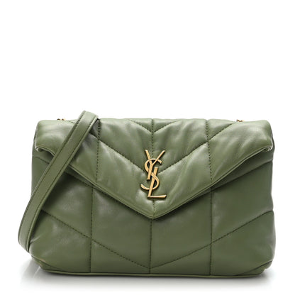 Saint Laurent Lambskin Quilted Toy Loulou Puffer Monogram Chain Satchel Light Pistache 1 of 10