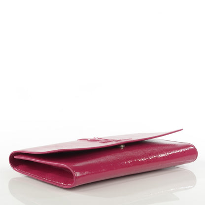 Saint Laurent Textured Patent Monogram Large Belle De Jour Clutch Fuchsia 4 of 7