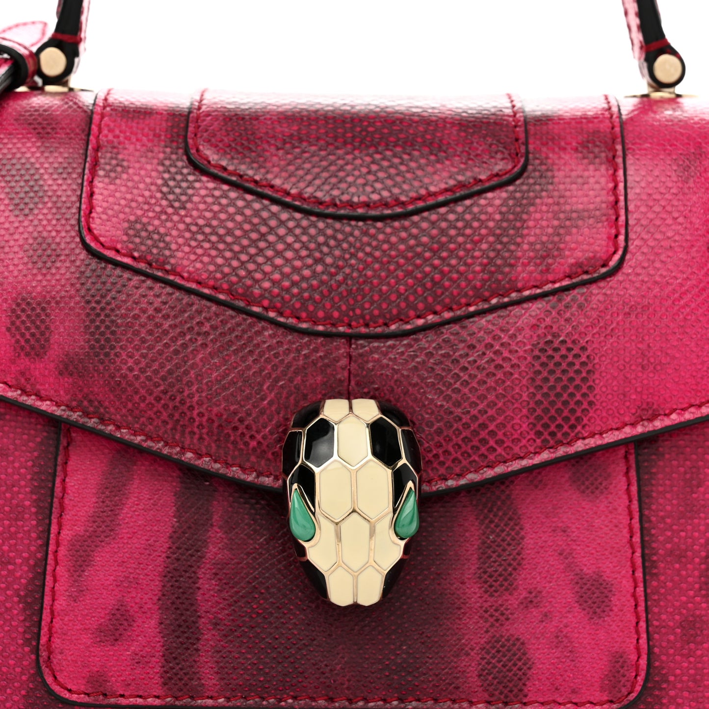 Shiny Karung Serpenti Forever Top Handle Red