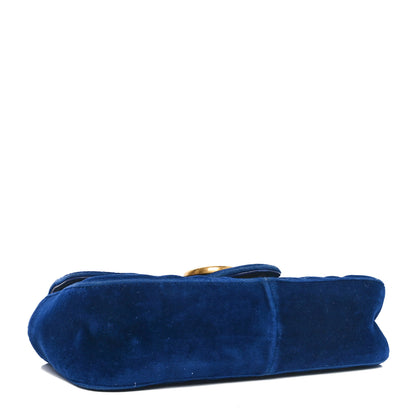 Gucci Velvet Matelasse Mini GG Marmont Shoulder Bag Cobalt Blue 4 of 10