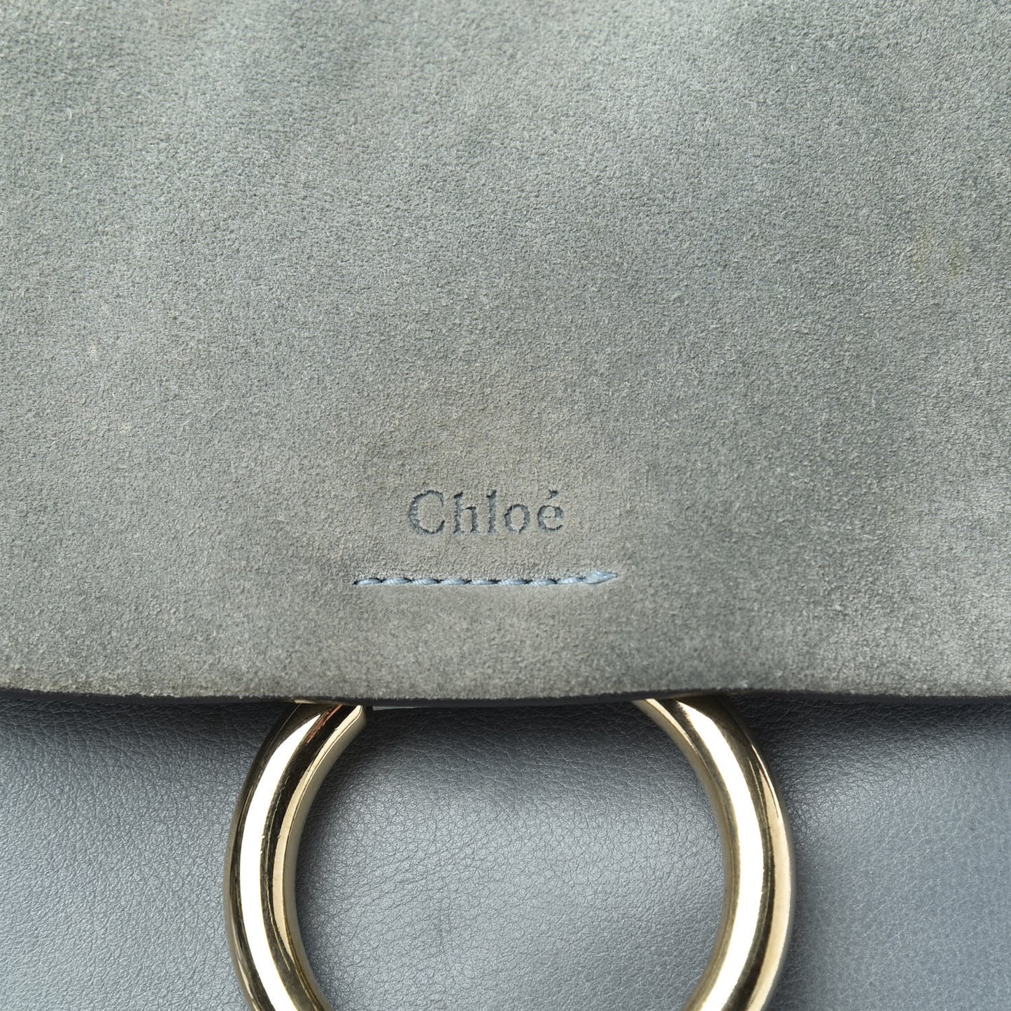 Suede Calfskin Small Faye Backpack Washed Blue