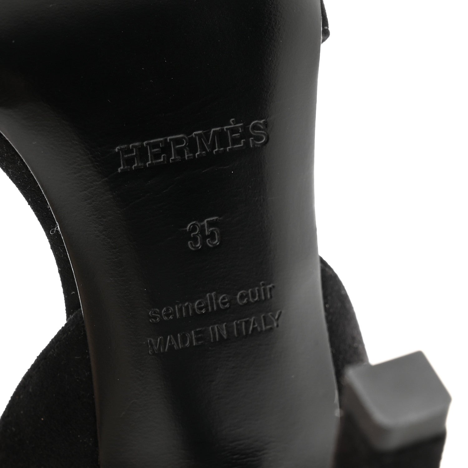 Hermes Suede Goatskin Crystal Ella 105 Sandal 35 Black 7 of 10
