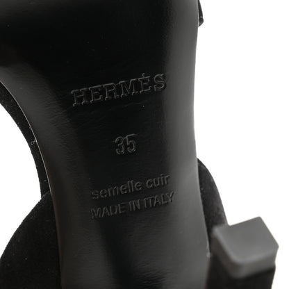 Hermes Suede Goatskin Crystal Ella 105 Sandal 35 Black 7 of 10