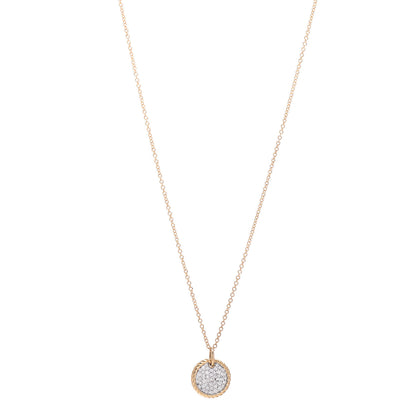 David Yurman 18K Yellow Gold Diamond Cable Collectibles Pave Charm Pendant Necklace 1 of 4