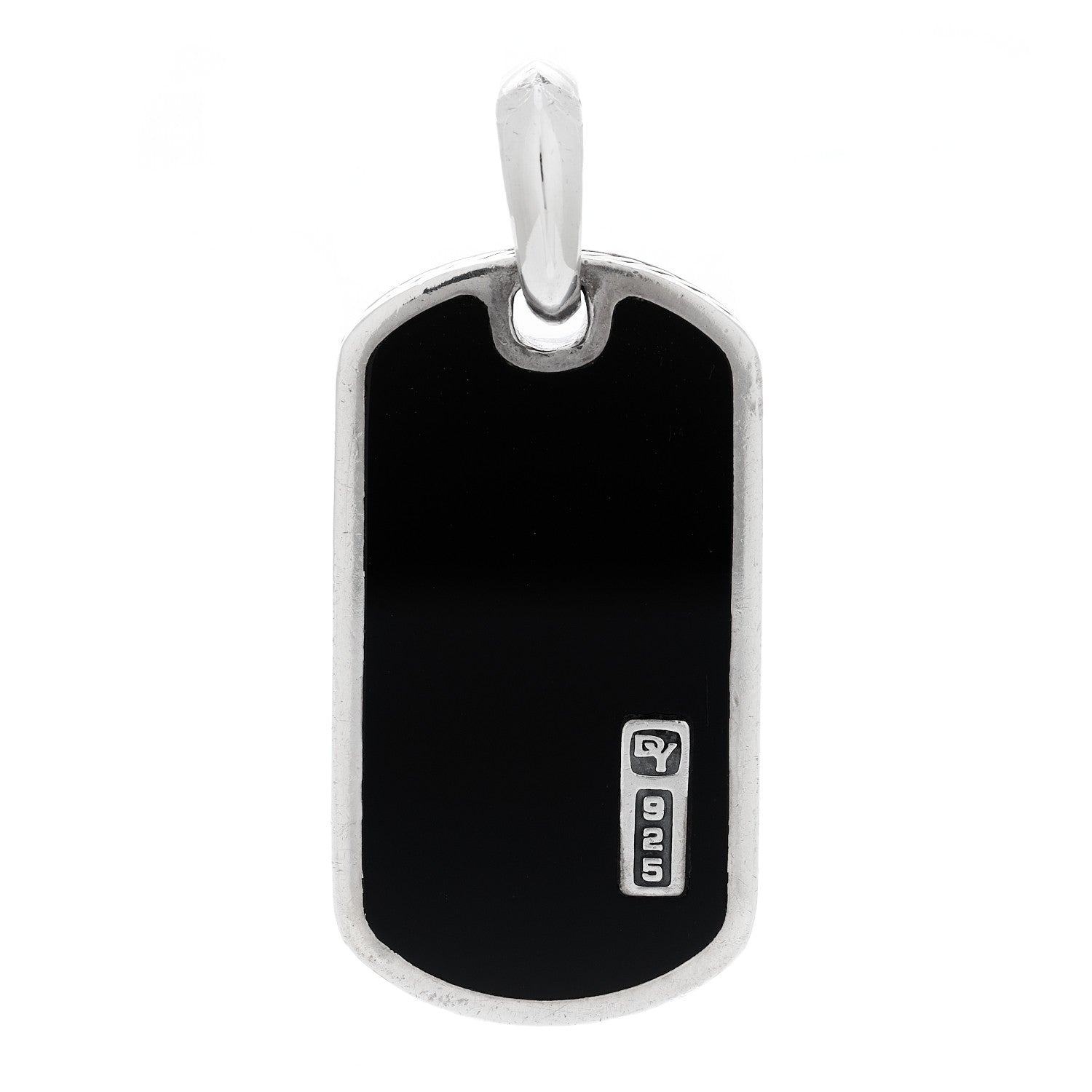 David Yurman Sterling Silver Black Onyx Dog Tag Pendant 1 of 4
