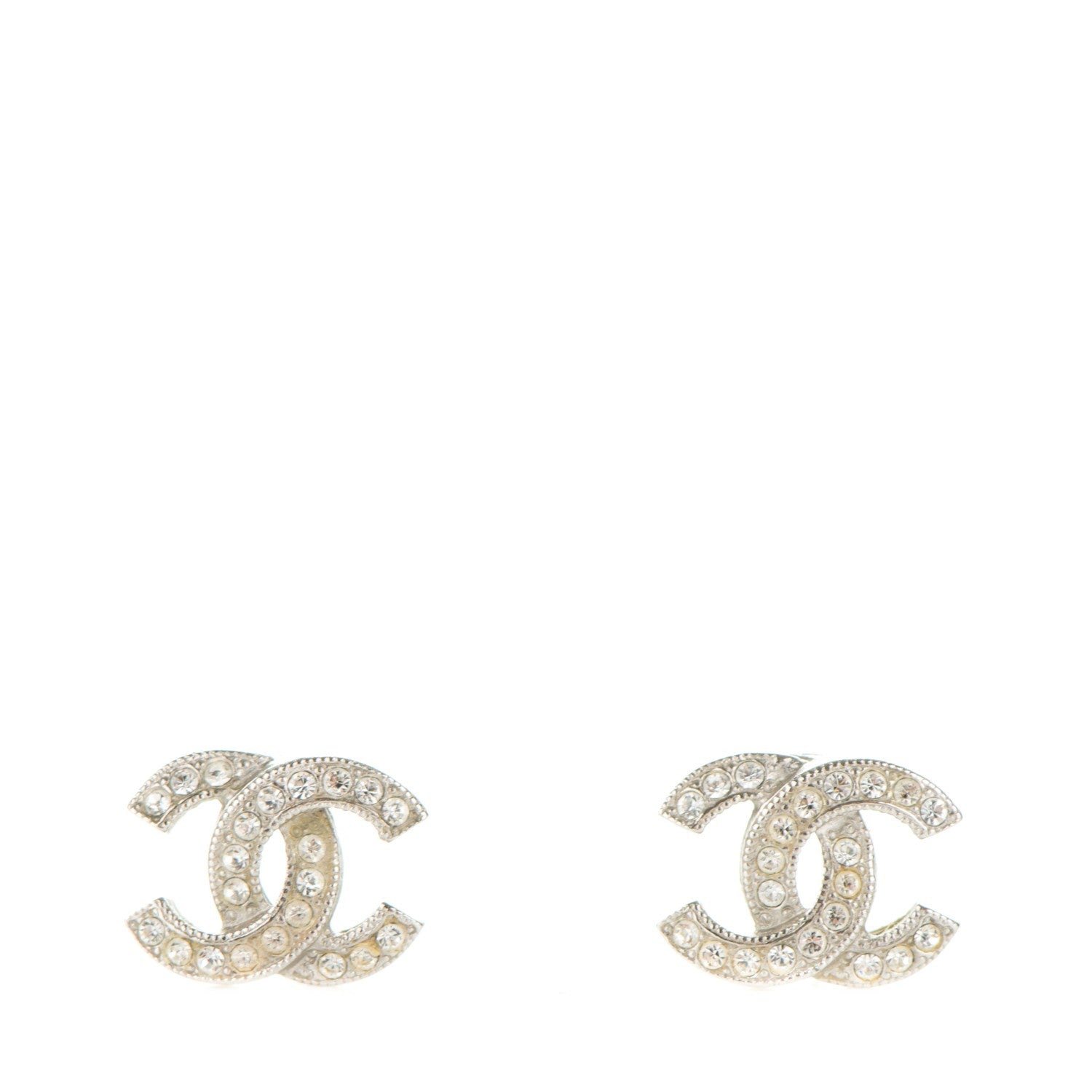 Chanel Crystal CC Earrings Silver 1 of 5
