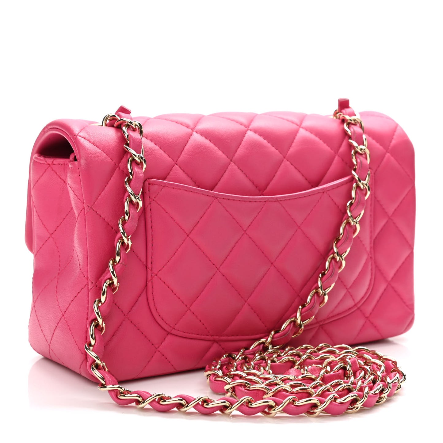 Lambskin Quilted Mini Rectangular Flap Fuchsia