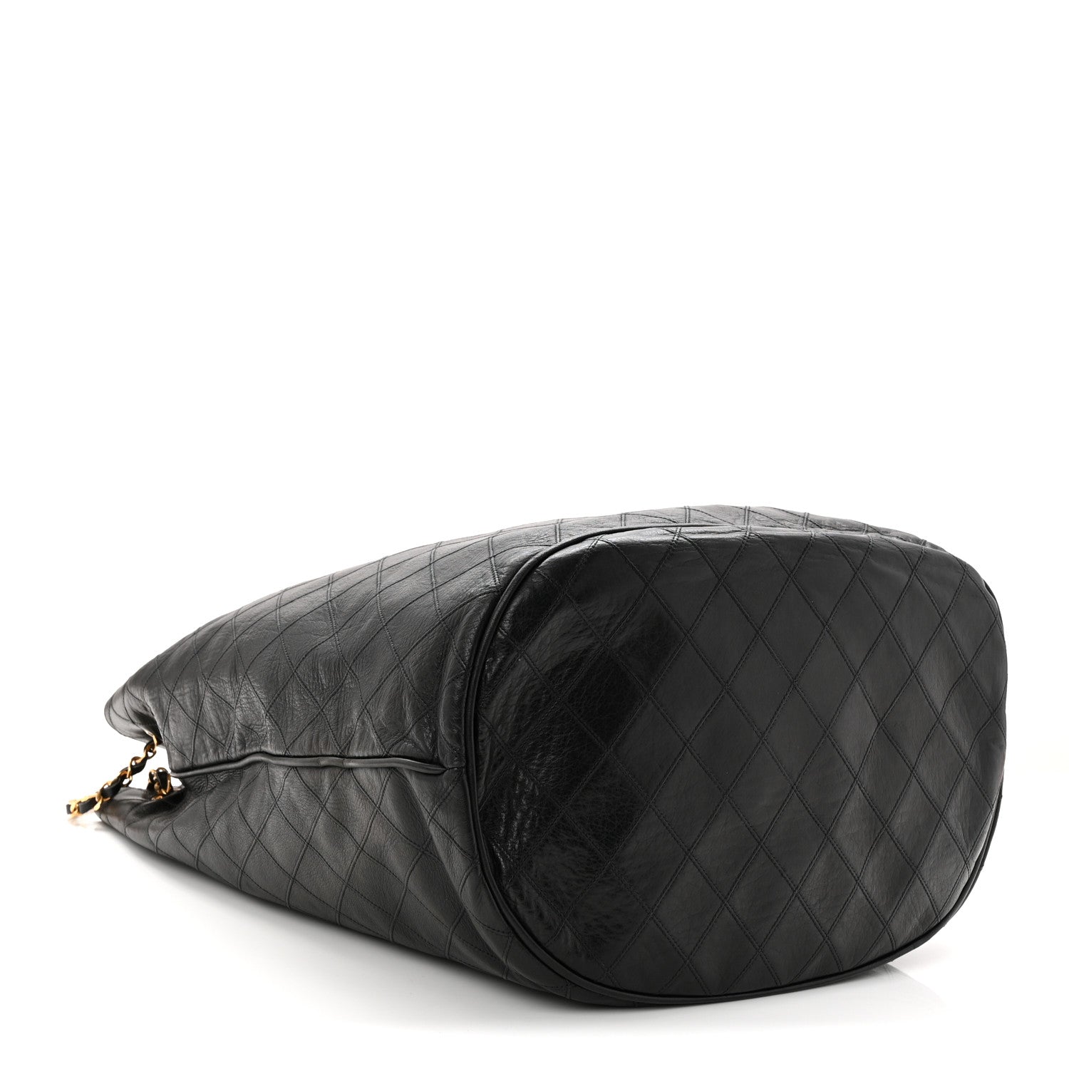 Chanel Grained Calfskin Quilted Drawstring Bucket Bag Black 5 of 13