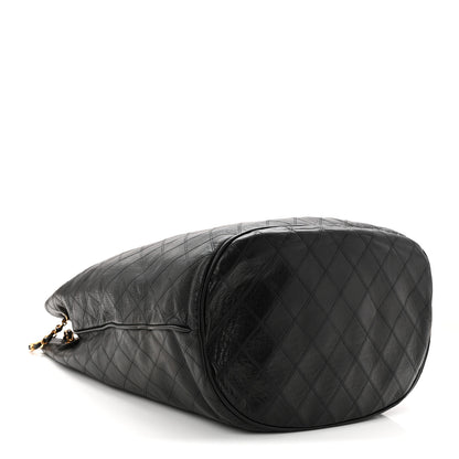 Chanel Grained Calfskin Quilted Drawstring Bucket Bag Black 5 of 13