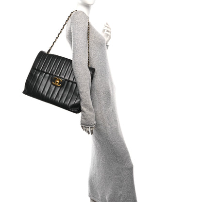 Chanel Lambskin Vertical Quilted XL Jumbo Single Flap Black 2 of 12