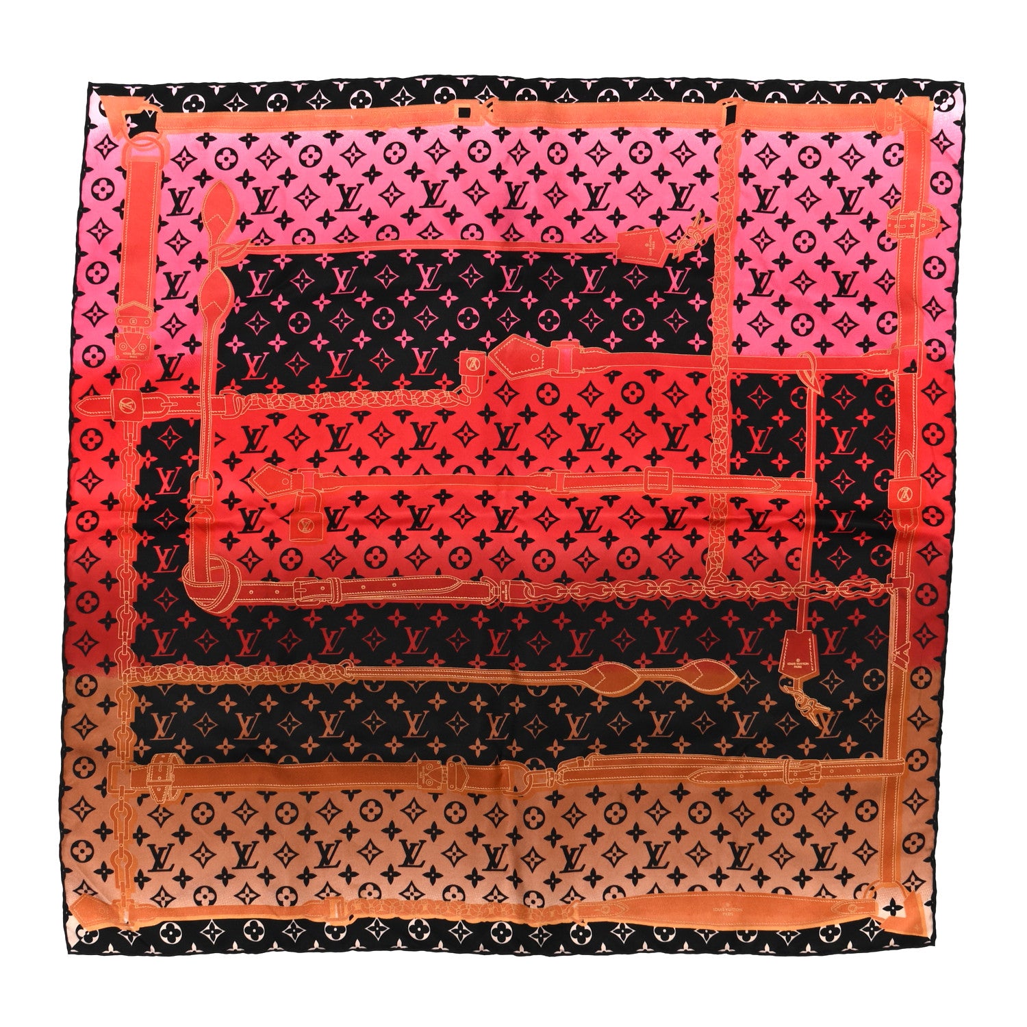 Louis Vuitton Silk Monogram Rising Confidential Square Scarf 70 Beige Multicolor 1 of 7
