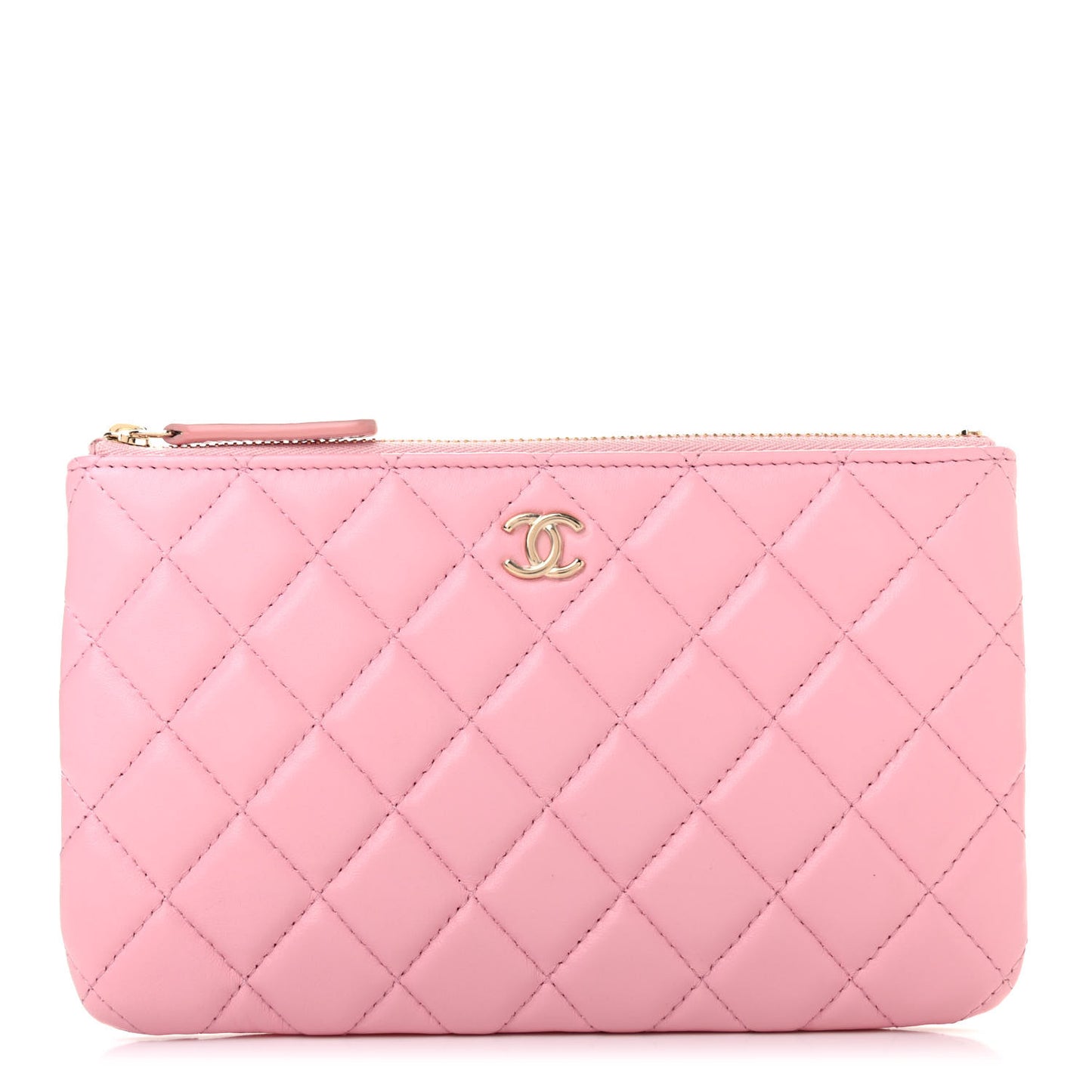 Lambskin Quilted Cosmetic Case Pink