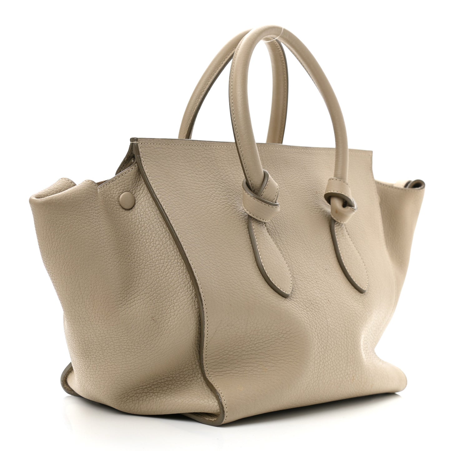 Crisped Calfskin Tie Knot Tote Light Taupe