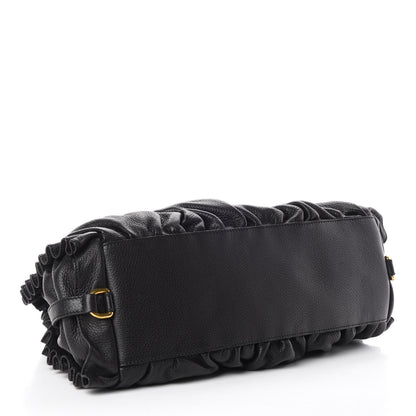 Dolce & Gabbana Calfskin Ruffled Miss Rouche Tote Black 4 of 8