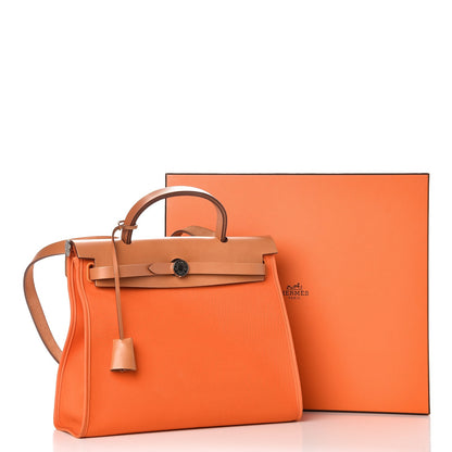Hermes Vache Hunter Toile Herbag Zip 31 PM Orange 11 of 11