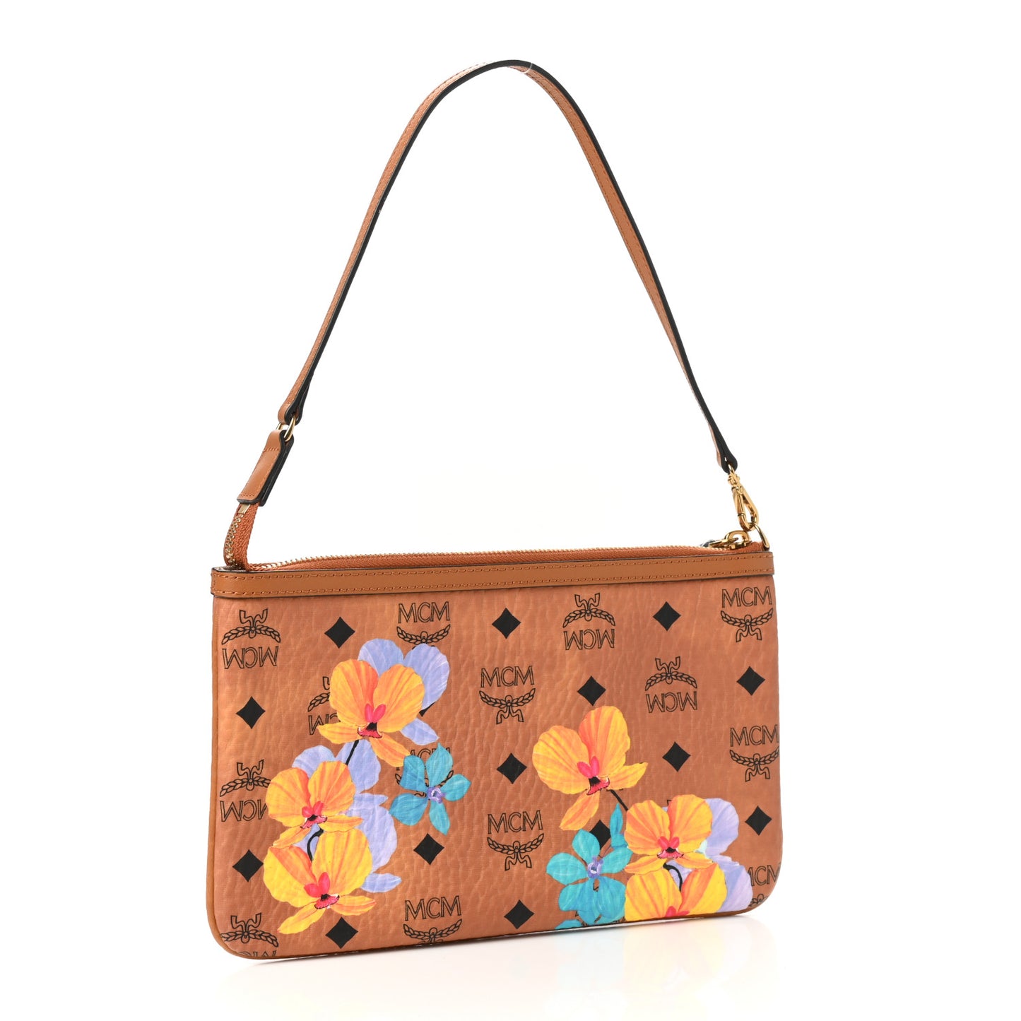 Visetos Anya Essential Floral Print Shopper Tote Pouch Cognac