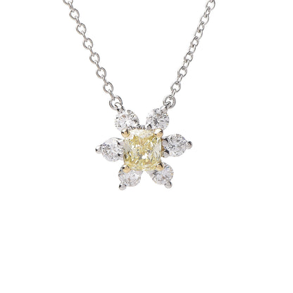 Tiffany Platinum 18K Yellow Gold Diamond Fancy Yellow Diamond Buttercup Necklace 4 of 7