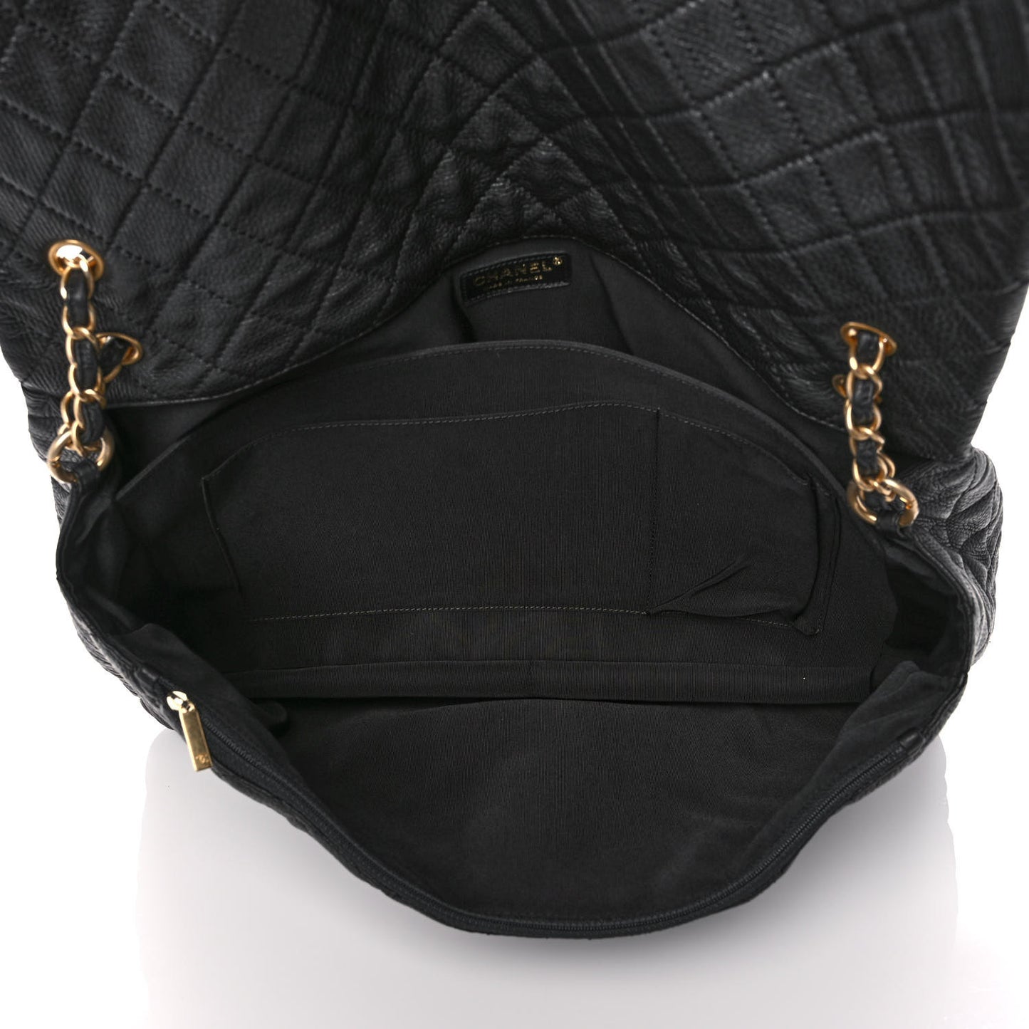 Calfskin Quilted XXL Travel Flap Bag Black