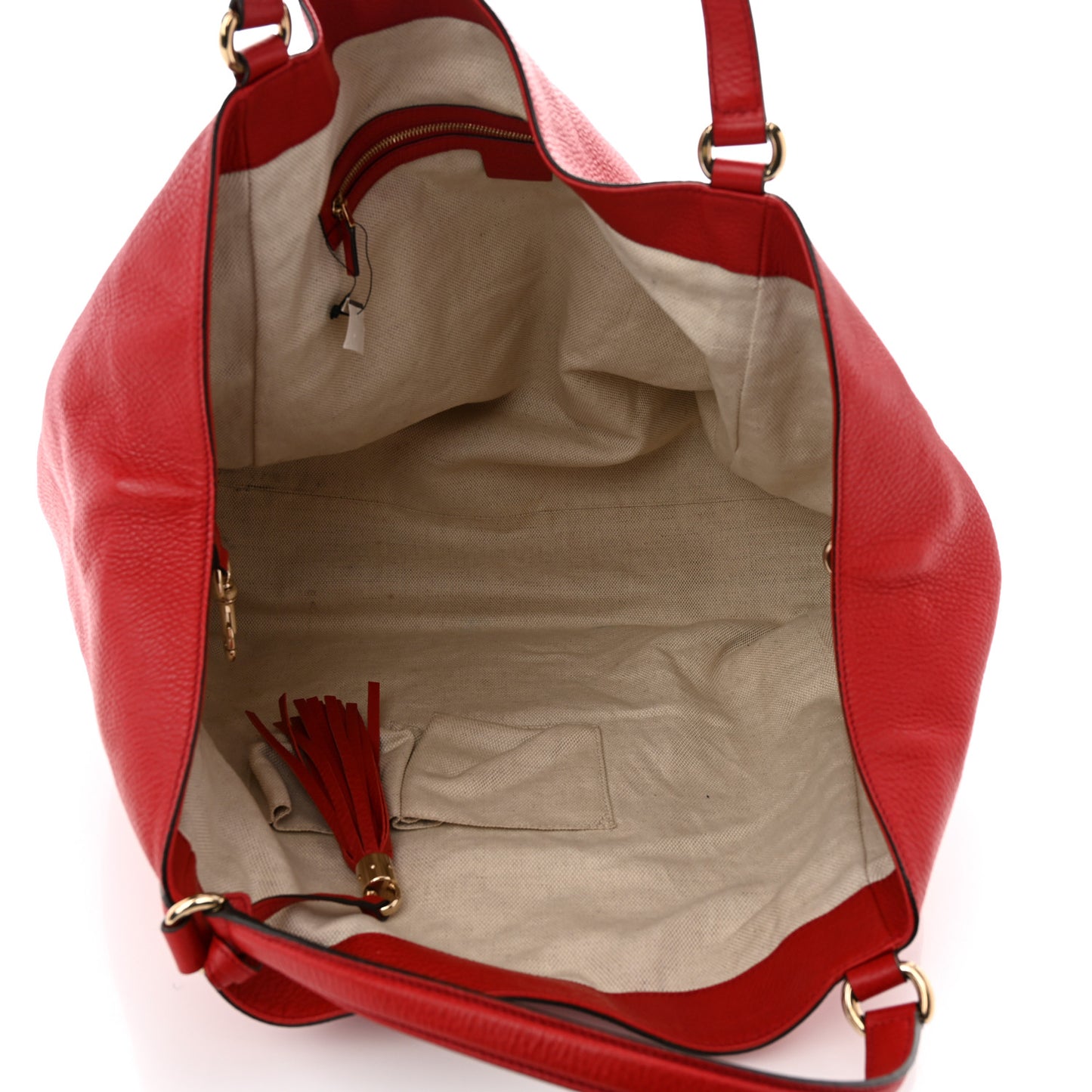Pebbled Calfskin Large Soho Shoulder Bag Red