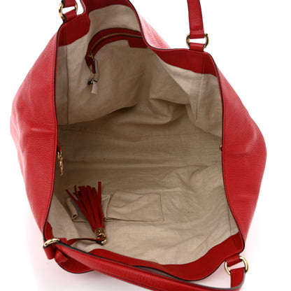 Gucci Pebbled Calfskin Large Soho Shoulder Bag Red 5 of 12