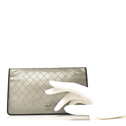 Chanel Metallic Calfskin Diamond Embossed Yen Wallet Grey 2 of 8