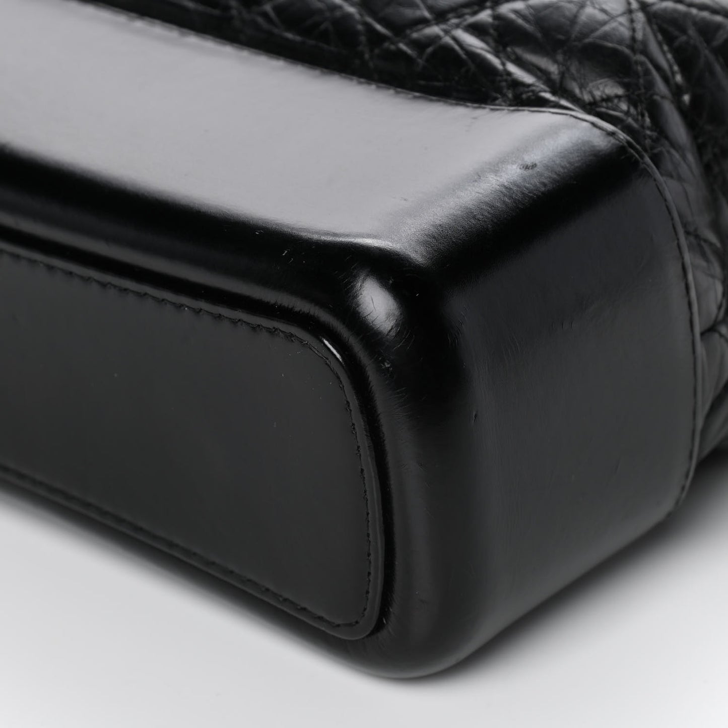 Aged Calfskin Quilted Large Gabrielle Hobo Black