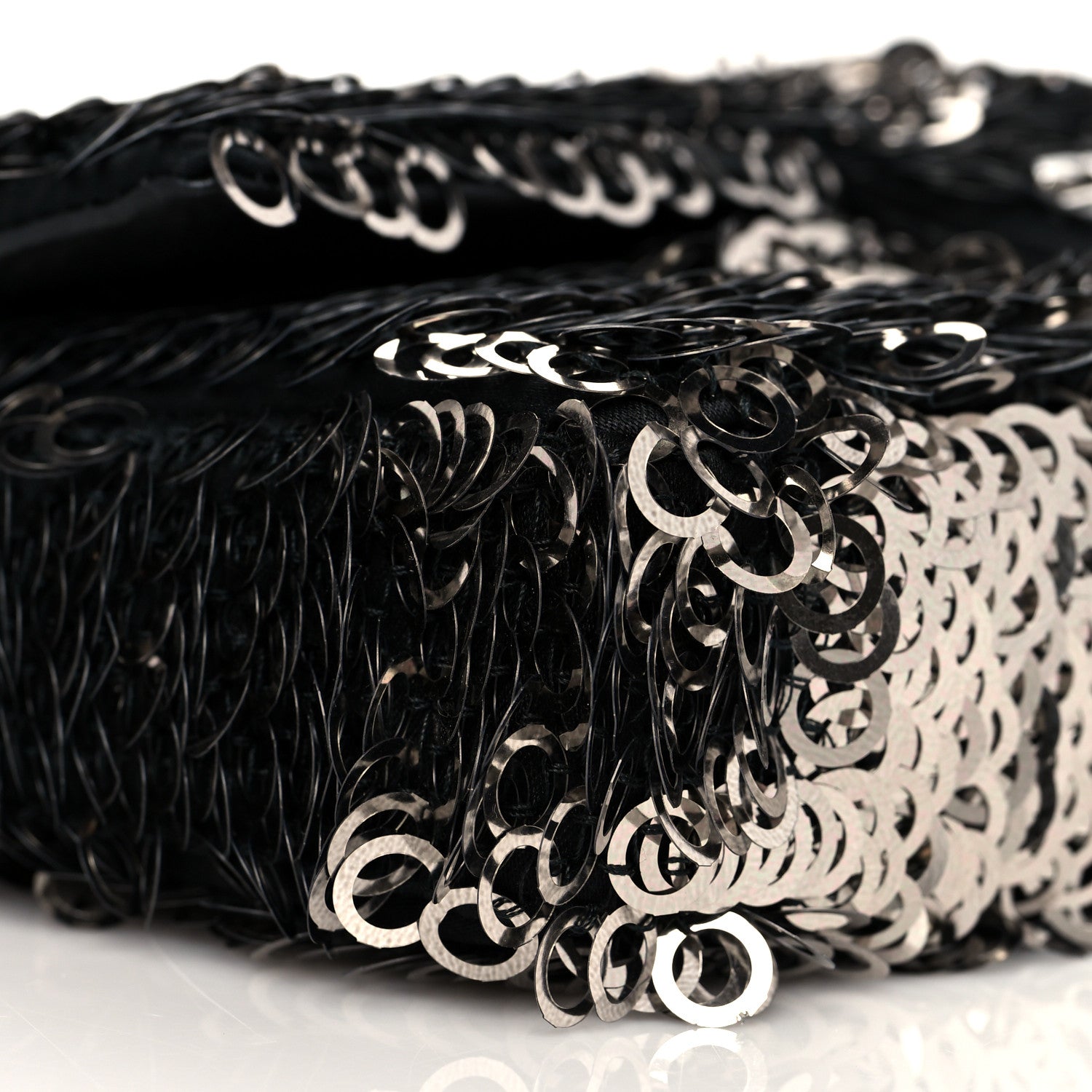 Chanel Sequin East West Flap Black Silver 9 of 10