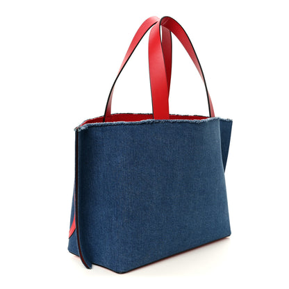 Valentino Garavani Denim Small Escape Tote Blue Red 4 of 12