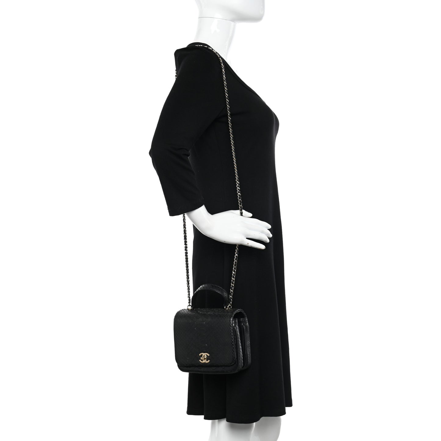 Snakeskin Quilted Mini Citizen Chic Flap Black