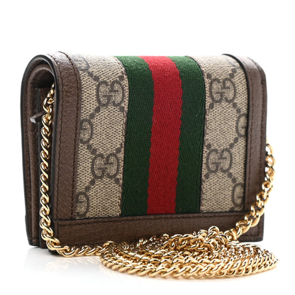 Gucci GG Supreme Monogram Web Ophidia Chain Card Case Wallet Beige New Acero 4 of 7