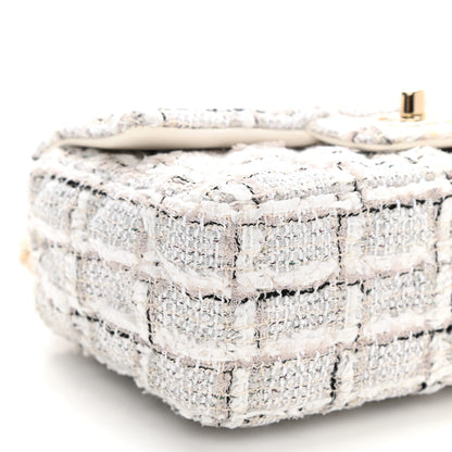 Chanel Tweed Quilted Mini Rectangular Flap White Grey 9 of 10