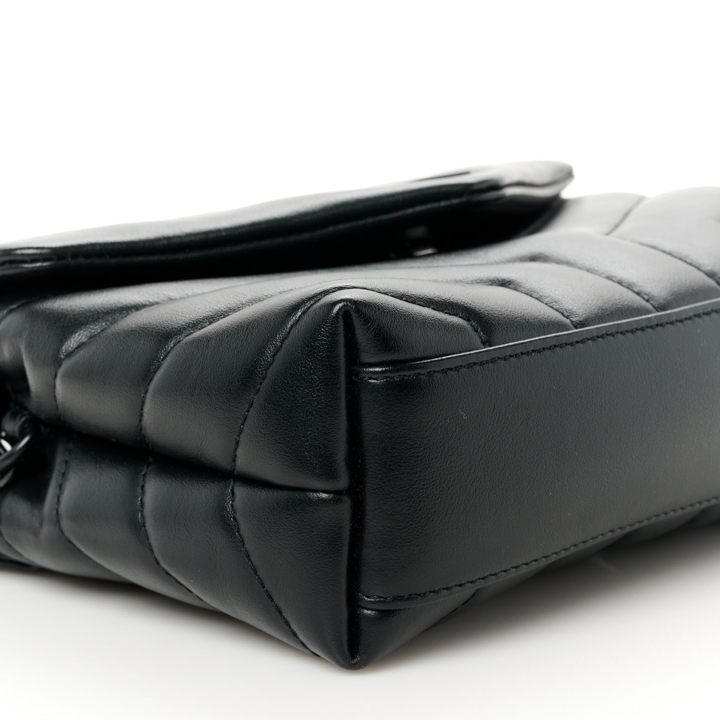 Calfskin Y Quilted Monogram Monochrome Toy Loulou Crossbody Bag Black