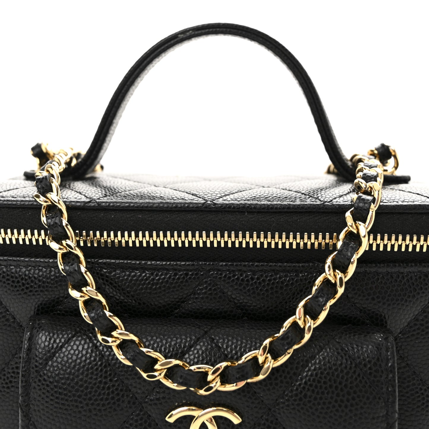 Caviar Quilted Polly Pocket East West Top Vanity With Chain Black