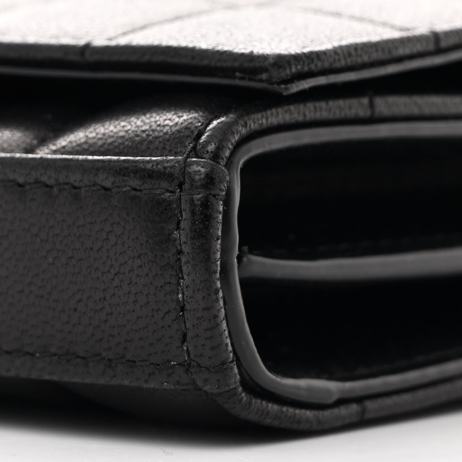 Saint Laurent Lambskin Carre Quilted Cassandre Chain Wallet Black 11 of 12