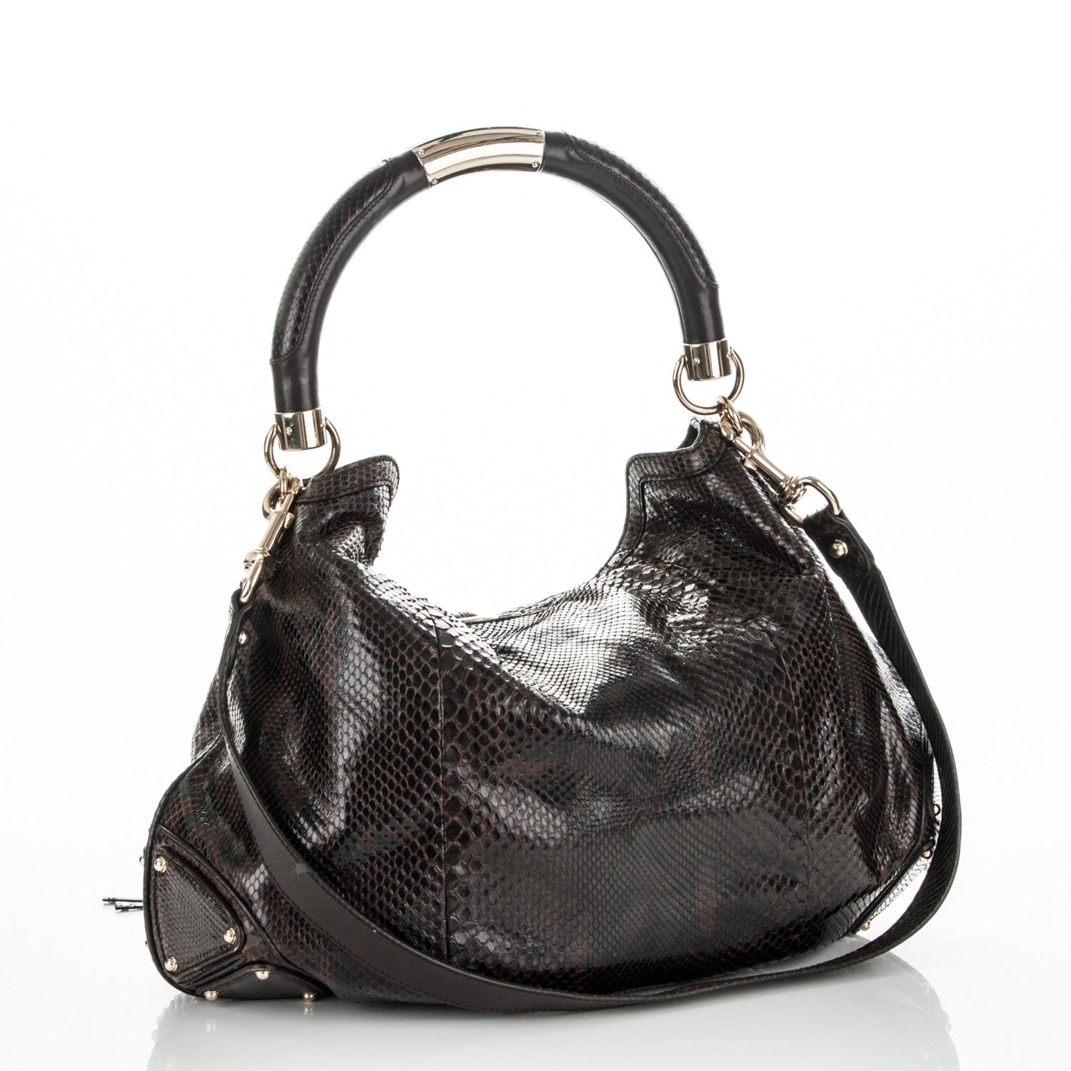 Gucci Python Large Indy Top Handle Hobo Brown 3 of 7