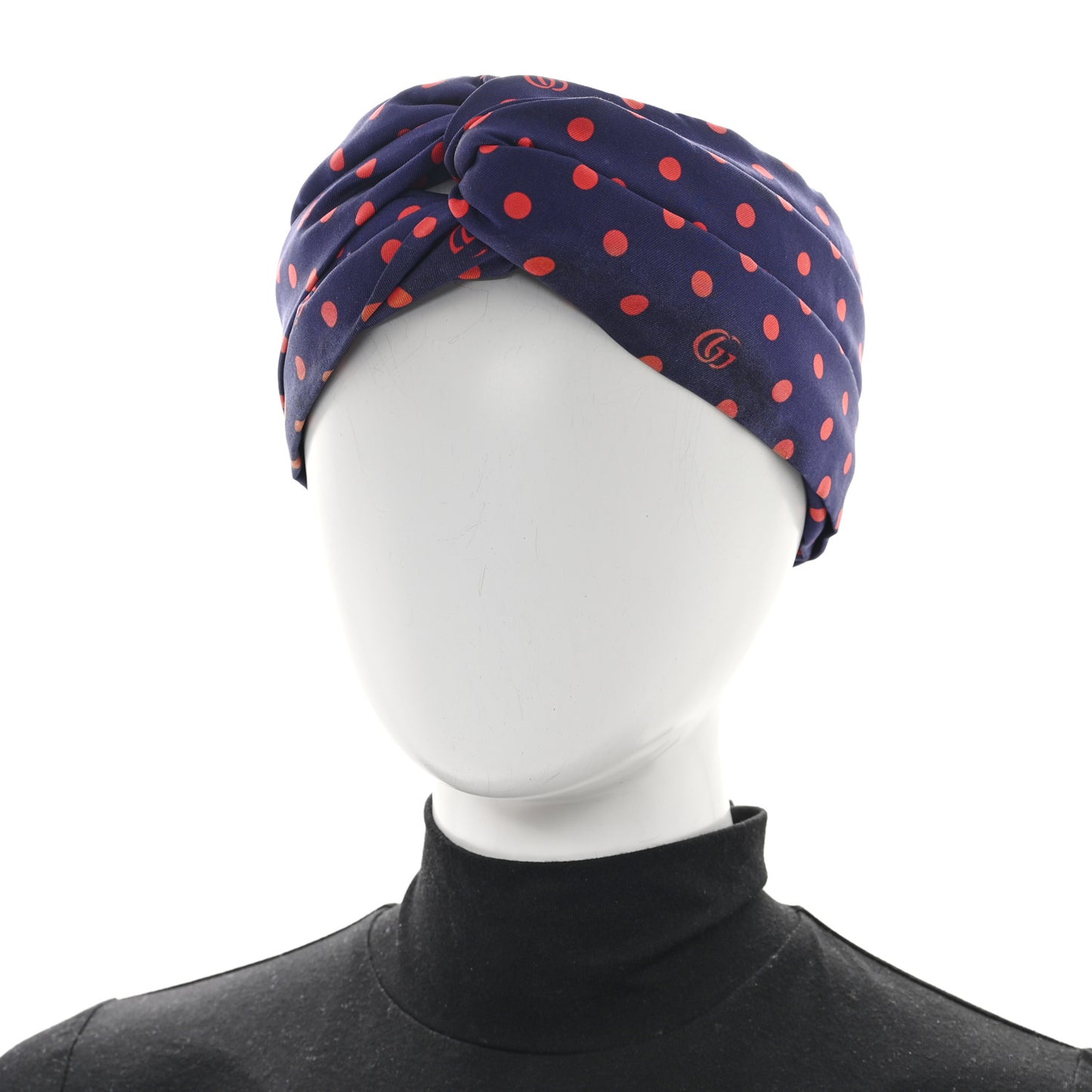 Silk Polka Dot Headband M Blue Red