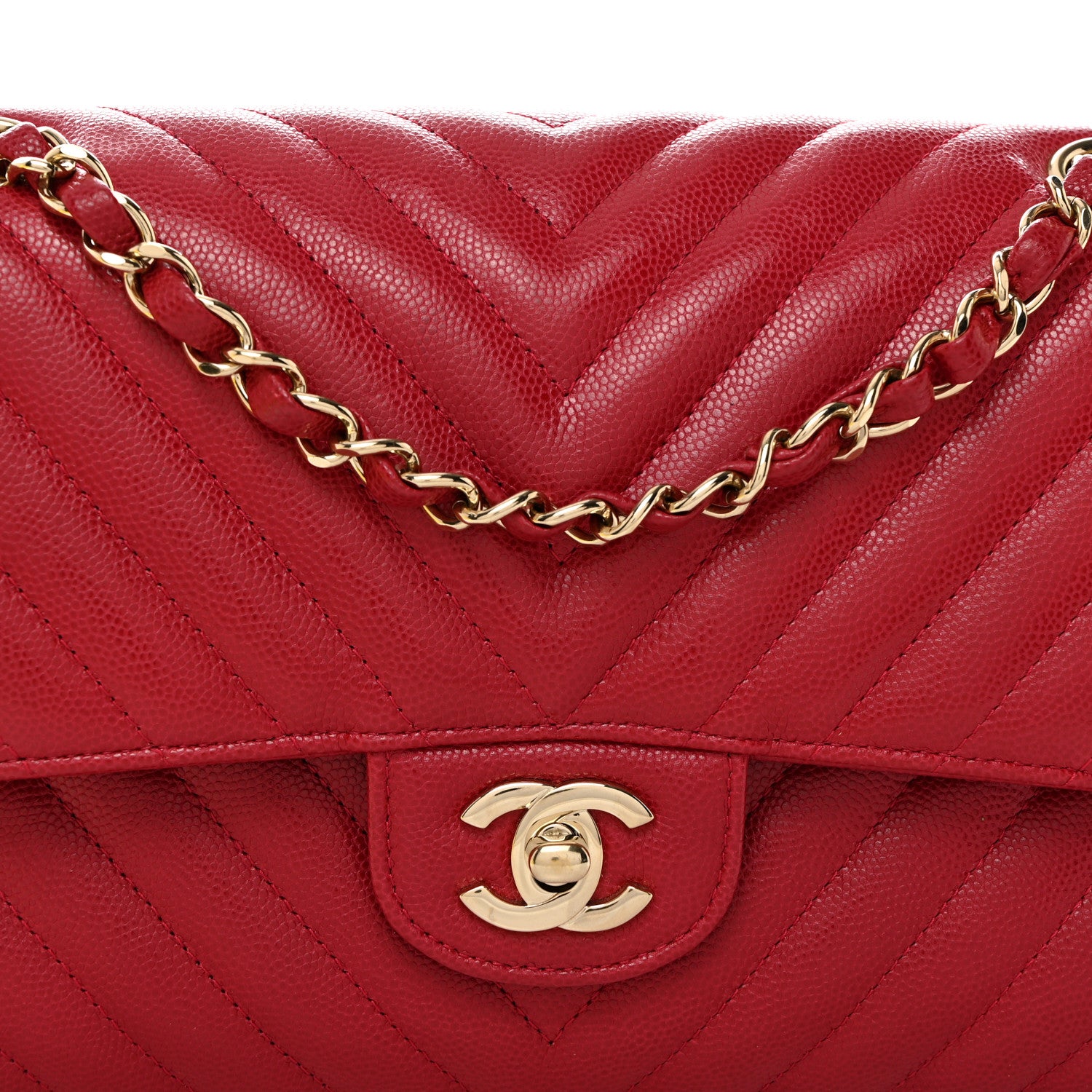 Chanel Caviar Chevron Quilted Medium Double Flap Dark Red 8 of 10