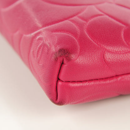 Chanel Lambskin Camellia Embossed Key Holder Case Fuchsia 10 of 10