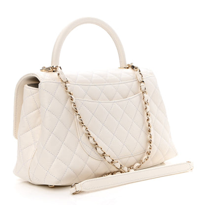 Chanel Caviar Quilted Small Coco Handle Flap White 3 of 9
