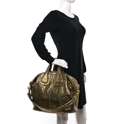 Givenchy Calfskin Crocodile Embossed Medium Nightingale Gold 3 of 10